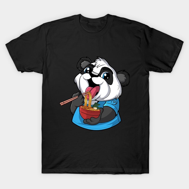 Cute Panda Ramen TShirt T-Shirt by tamagonstudio